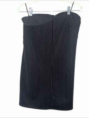 Express Black Pinstripe Strapless Sheath Dress- Romper